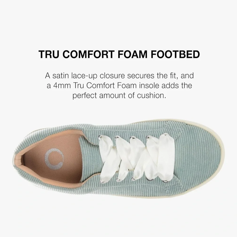 ournee Womens Kinsley Tru Comfort Size 7 Green Corduroy Lace Up Sneakers. - Picture 8 of 9